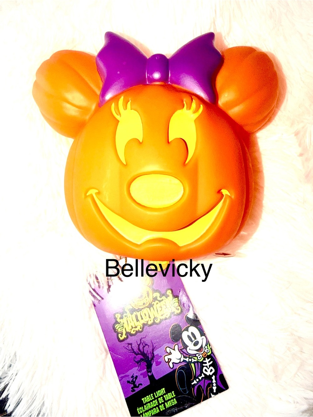 Disney Minnie Mouse Halloween Pumpkin Table Light with Purple Bow - 🎃
